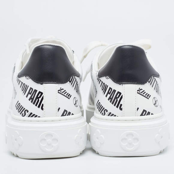 Louis Vuitton White/Black Leather Time Out Trainers Sneakers - Picture 6 of 9